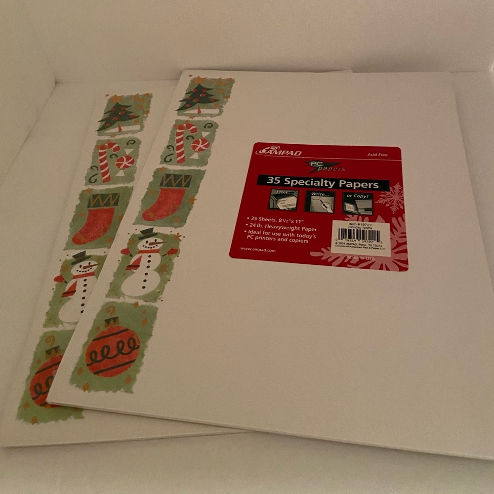 Vintage AMPAD Christmas Printer Paper 2packs: 35 sheets each